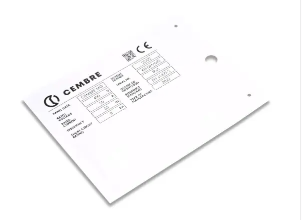 MG-VRT-A Adhesive Plates | 52x107mm White | Pre-Cut, Rigid PVC Panel Marker Plates | Customizable | UL969/CSA