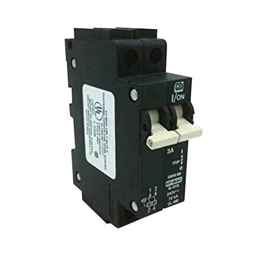 [QL213DMKM01] 1 Amp DIN Rail Circuit Breaker,  240V AC, 2 Pole, Only 26 mm Wide, UL489 Listed