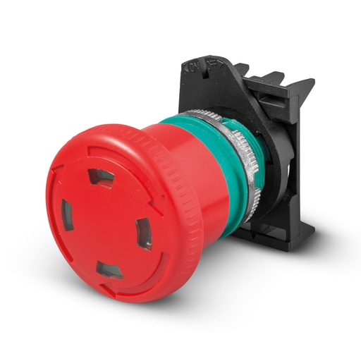 [PPFN1R4S] E-Stop Button: Twist-to-Release with visual indicator, 40mm Red Button, 22mm Body, Contact Not Included