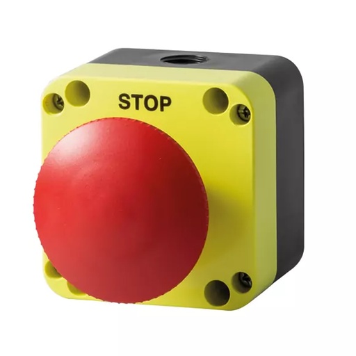 [PQ01M6N] Emergency Stop Push Button, 60mm,Momentary, Positive Opening Normally Closed Contact, With Yellow Enclosure, IP65