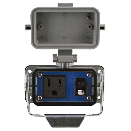 [RAI-SAC-201] Waterproof Panel Interface Connector With an RJ45 Connector And a 120V Single AC Receptacle