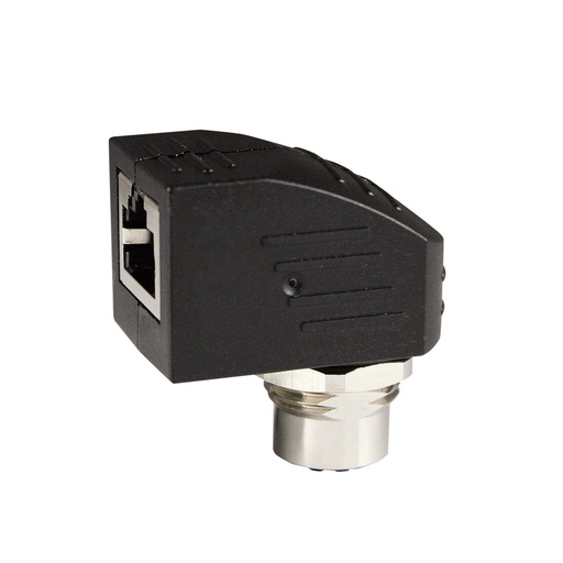 [ASITPA-4512FD-RA] M12 To RJ45 Adapter, M12 To RJ45 Bulkhead Connector, Female M12 D Coded, Thru Panel 90 Degree Adapter, Shielded