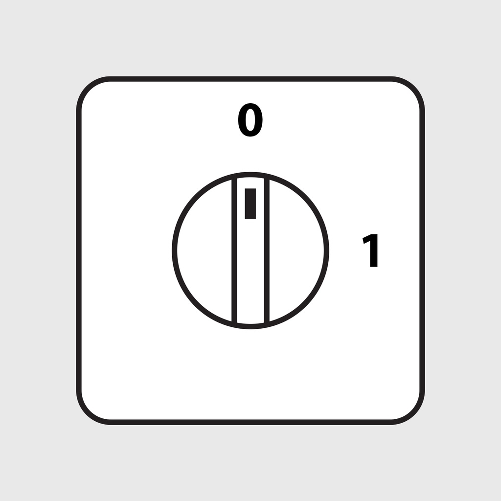 Black Rotary On-Off Cam Switch Handle, Gray Plate, 0 at Top,1 at Right