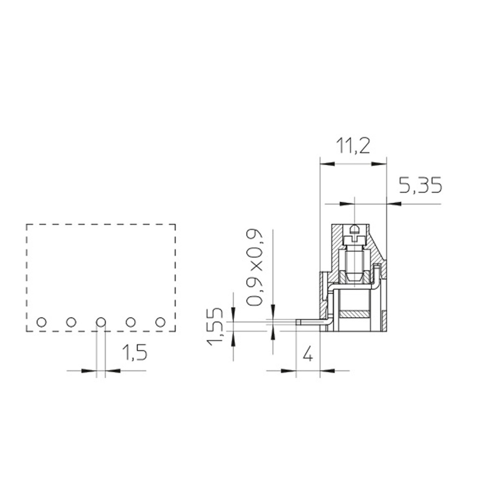 5.08mm, fixed Printed Circuit Board (PCB) terminal block, multi-position, vertical Screw Clamp wire entry, 21 position