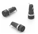 Screw Cap Panel Mount Fuse Holder, Accepts 5x20 mm Glass Fuse, Tab Connections, 10 Amp, 250 V AC