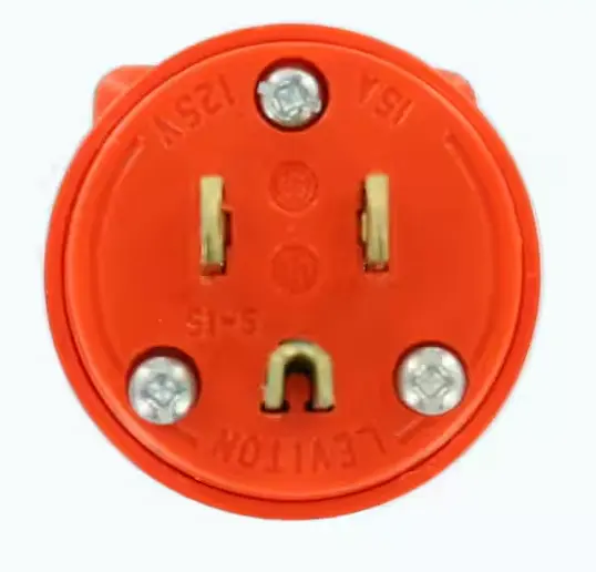 515PV-OR  15 Amp 125VAC  3-Wire Plug, Orange (FRONT).webp