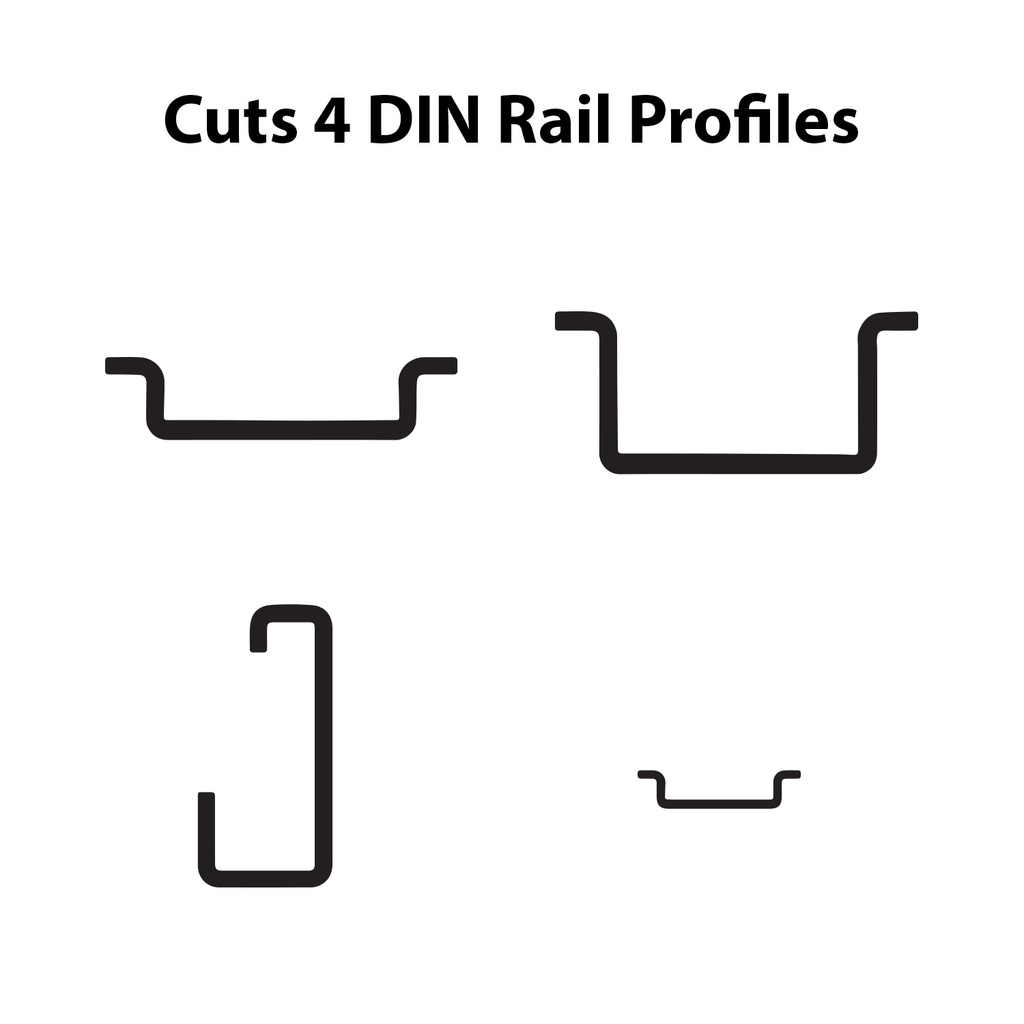 DIN Rail Cutting Tool with Easy To Use Hand Lever, Cuts 4 Profiles of Steel DIN Rail