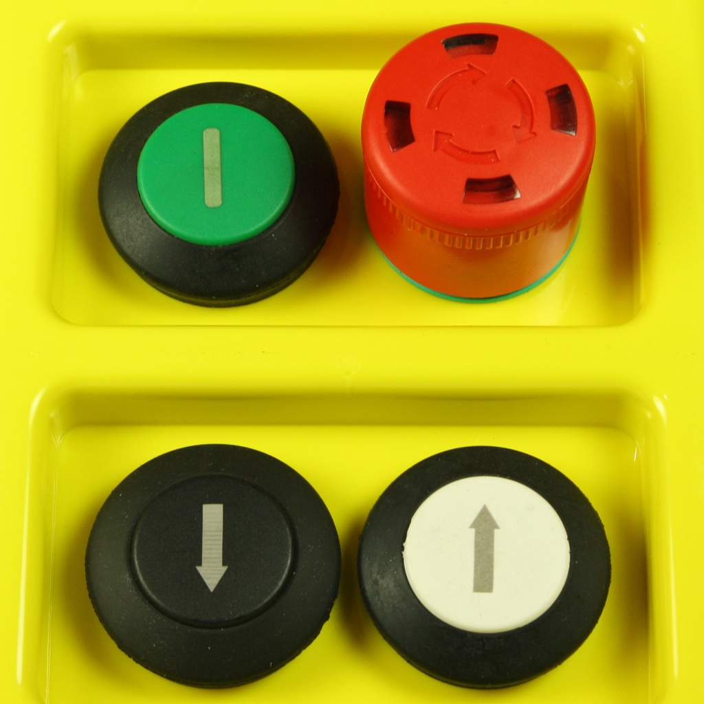 4 Button Crane Pendant, Double Row 4 Button Pendant Station, 2 Bidirectional, 1 Start, 1 Estop Button
