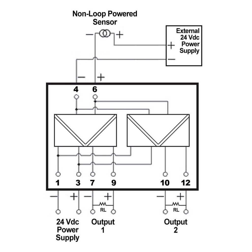 4-20mA Signal Splitter, 1 Input, 2 Output, 24V DC, Loop o 4-20mA Signal Splitter, 1 Input, 2 Output, 24V DC, Loop o