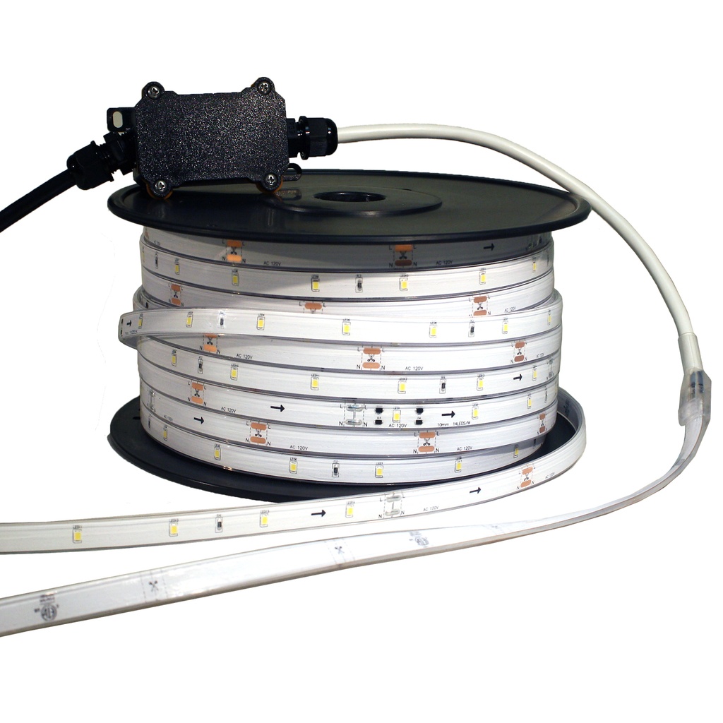 LED Elevator Shaft Lighting, 328ft (100m) Length, Discontinuous LED Light Strip, 120V AC Connection, 14 LED per meter, Pure White: 6000-6500K, IP68