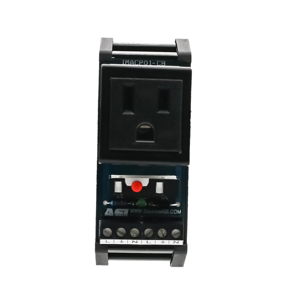 ASI IMACP01-CB5, Single 120VAC Receptacle, 5A Circuit Breaker, Din Rail Mounted, UL508