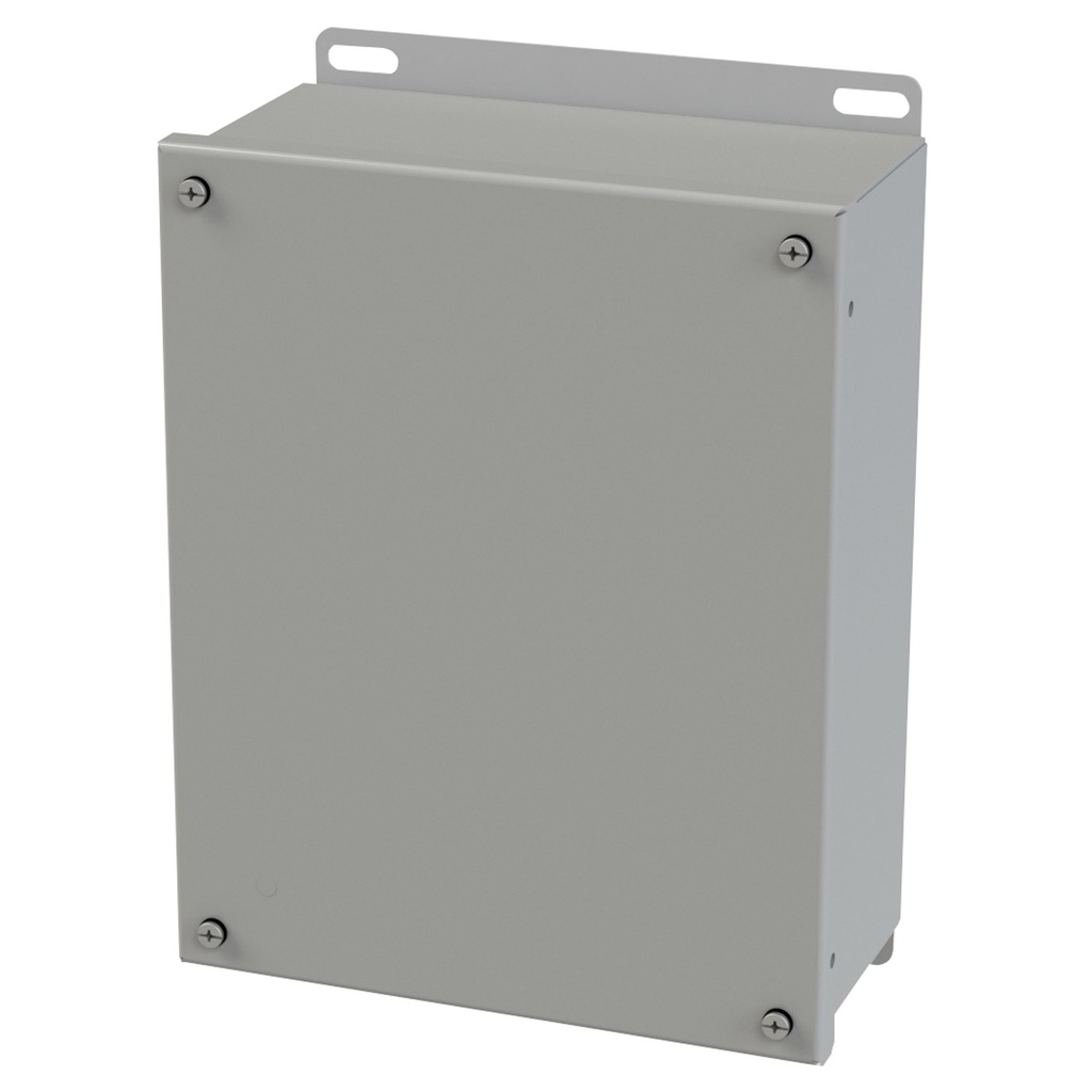 NEMA 3R, 4, 12 Enclosure, Wallmount, 10" H x 8" W x 4" D, Carbon Steel, Powder Coat gray