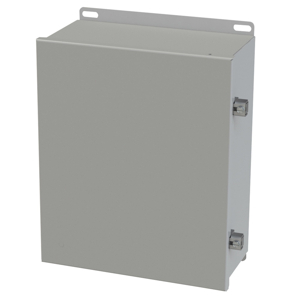 NEMA 3R, 4, 12 Enclosure, Wallmount, 12" H x 10" W x 5" D, Carbon Steel, Powder Coat gray