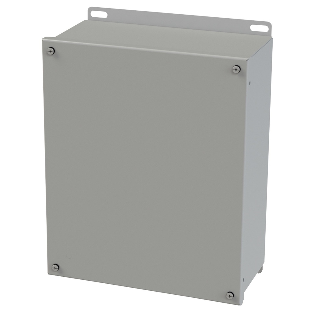 NEMA 3R, 4, 12 Enclosure, Wallmount, 12" H x 10" W x 5" D, Carbon Steel, Powder Coat gray