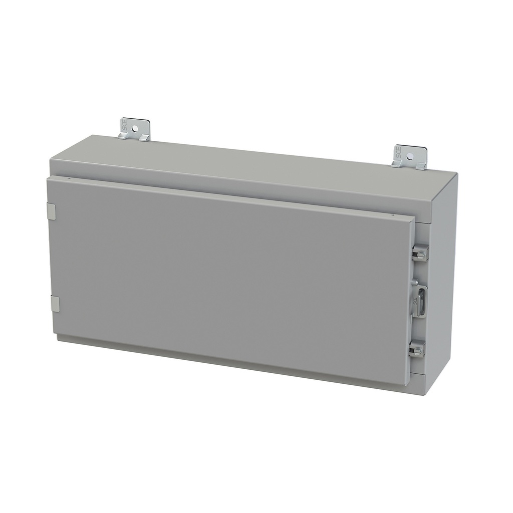 NEMA 3R, 4, 12 Enclosure, Wallmount, 12" H x 24" W x 6" D, Carbon Steel, Powder Coat gray