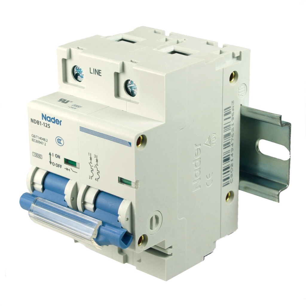 Mini Circuit Breaker UL1077 Listed | 80A  D Curve | 400/415VAC 80VDC 10kAIC | DIN Rail Mount | Non Polarized MCB Branch Circuit Protection | NDB1-125D80-2 (2 Pole  D Trip  80 Amp)