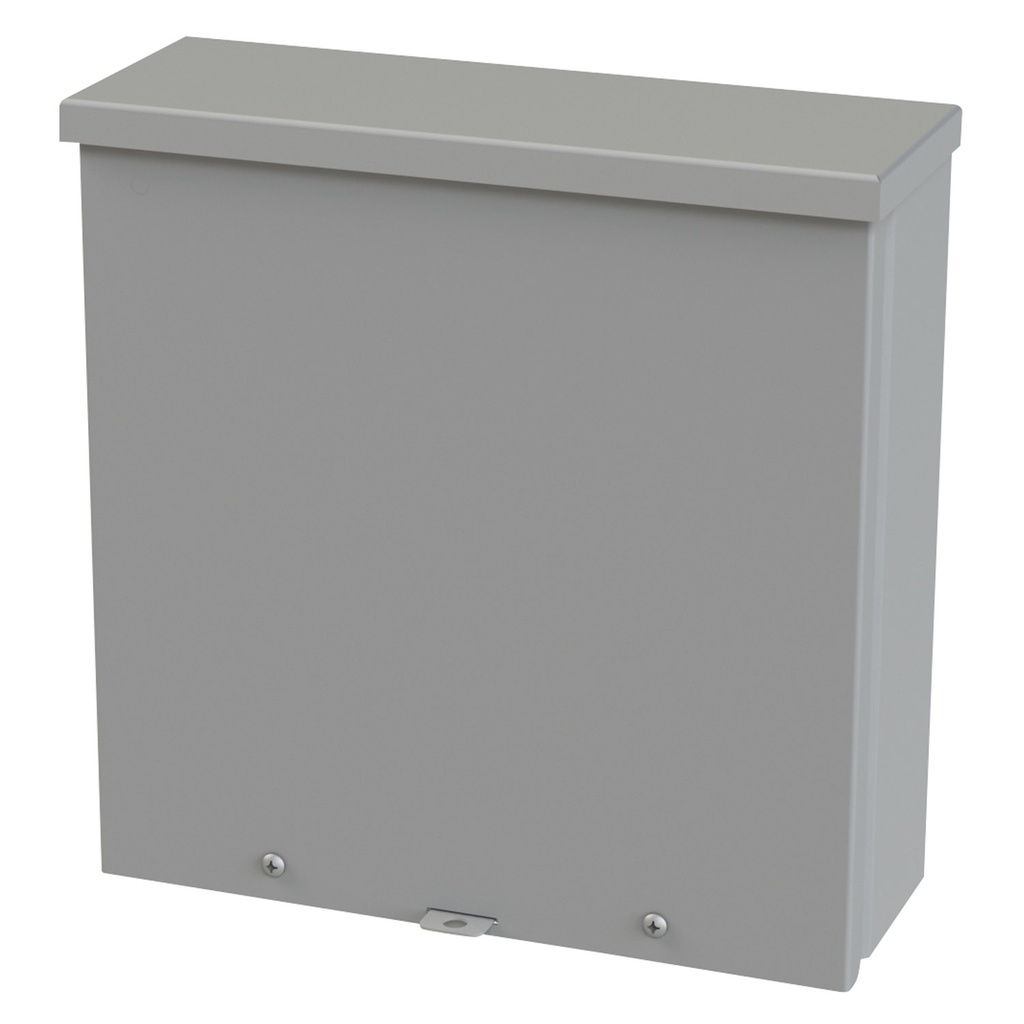 NEMA 3R Enclosure, Wallmount, 12" H x 12" W x 4" D, Galvannealed Steel, gray