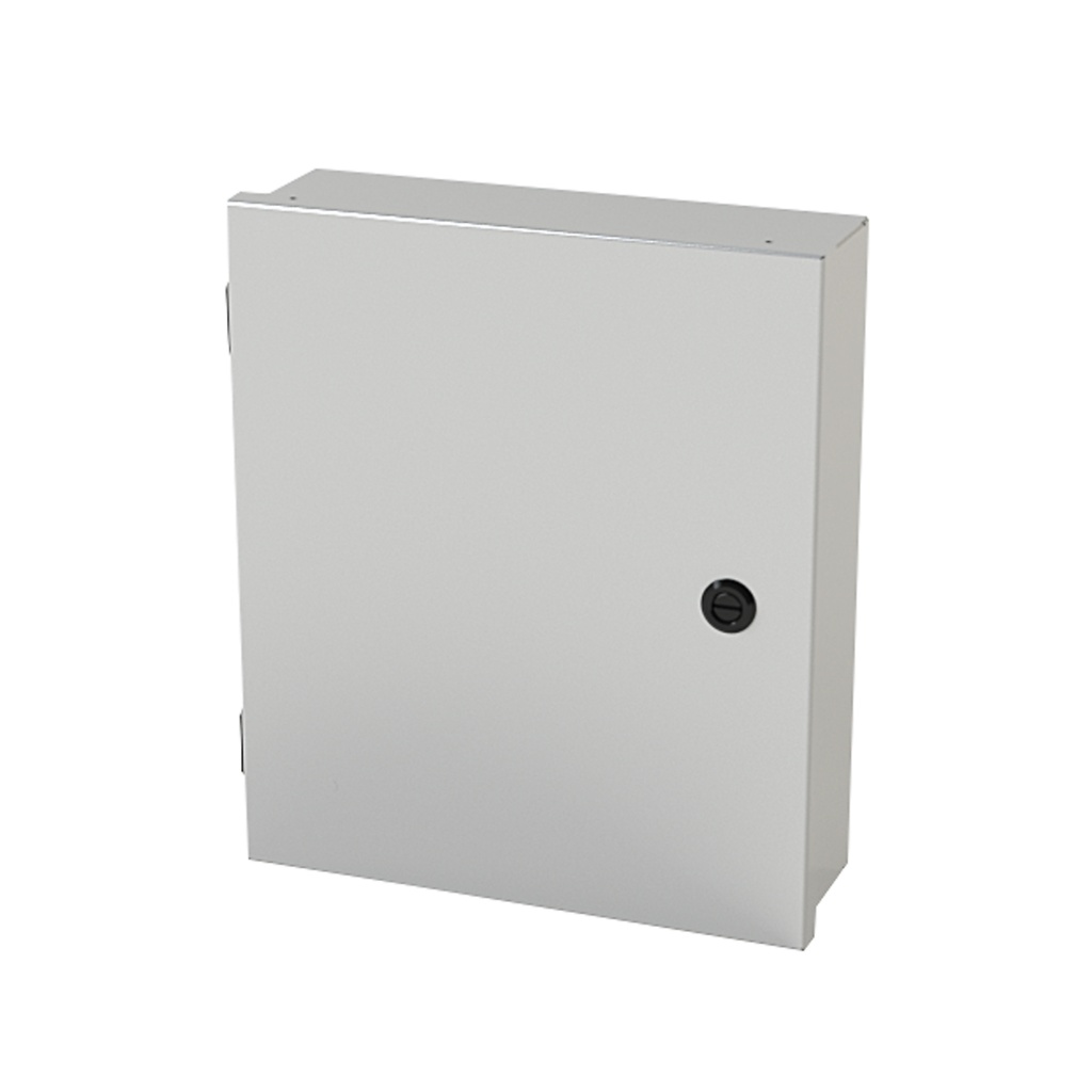 NEMA 1 Enclosure, Wall mount, 14" H x 12" W x 4" D, Carbon Steel, Powder Coat Gray