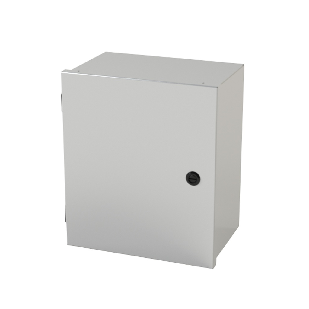 NEMA 1 Enclosure, Wallmount, 14" H x 12" W x 8" D, Carbon Steel, Powder Coat gray