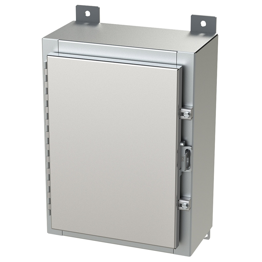 NEMA 4X Enclosure, Wallmount, 16" H x 12" W x 6" D, 304 Stainless Steel