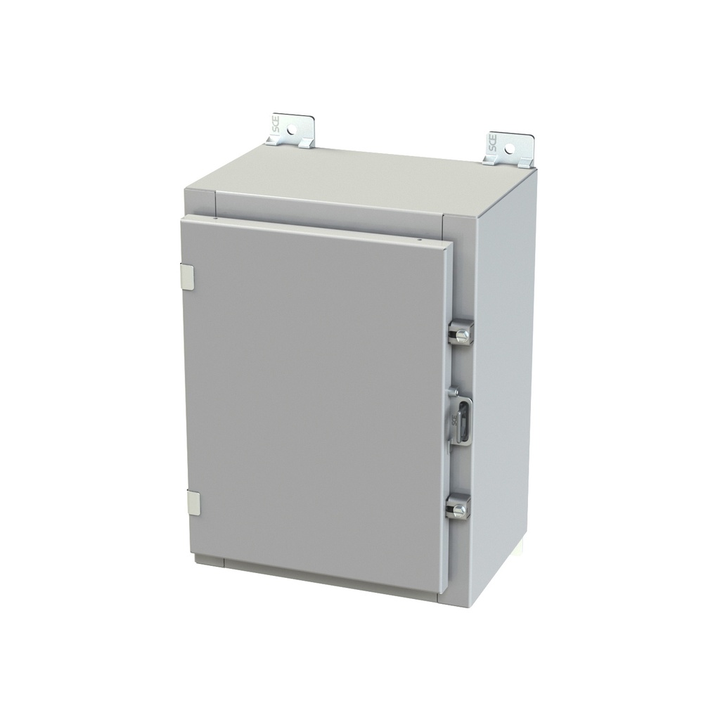 NEMA 3R, 4, 12 Enclosure, Wallmount, 16" H x 12" W x 8" D, Carbon Steel, Powder Coat gray