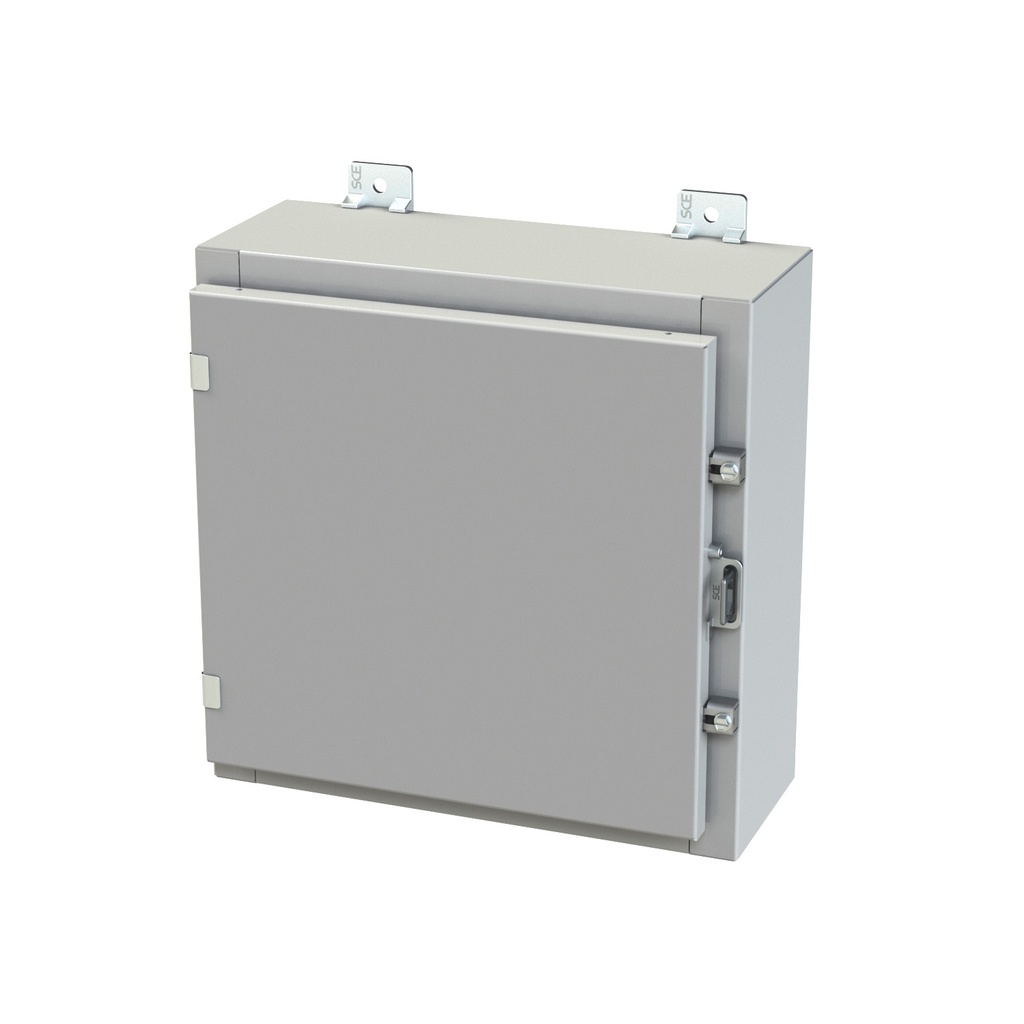 NEMA 3R, 4, 12 Enclosure, Wallmount, 16" H x 16" W x 6" D, Carbon Steel, Powder Coat gray