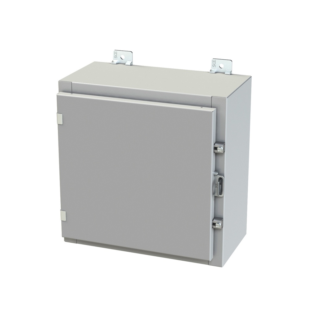 NEMA 3R, 4, 12 Enclosure, Wallmount, 16" H x 16" W x 8" D, Carbon Steel, Powder Coat gray