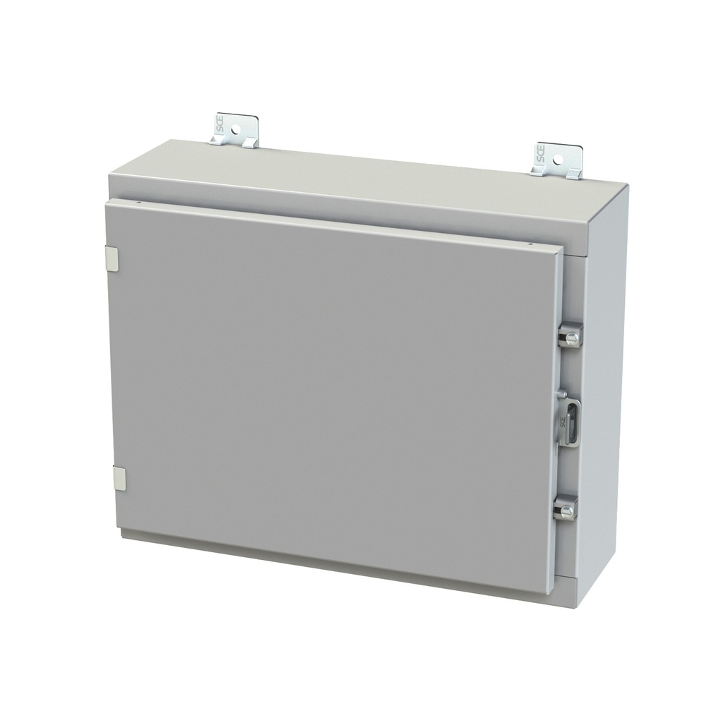 NEMA 3R, 4, 12 Enclosure, Wallmount, 16" H x 20" W x 6" D, Carbon Steel, Powder Coat gray