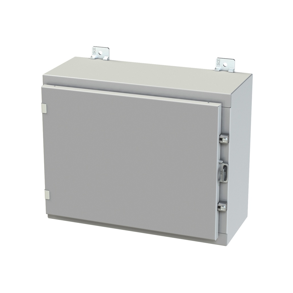 NEMA 3R, 4, 12 Enclosure, Wallmount, 16" H x 20" W x 8" D, Carbon Steel, Powder Coat gray