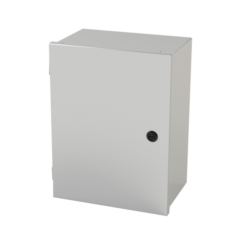 NEMA 1 Enclosure, Wallmount, 16" H x 12" W x 8" D, Carbon Steel, Powder Coat gray