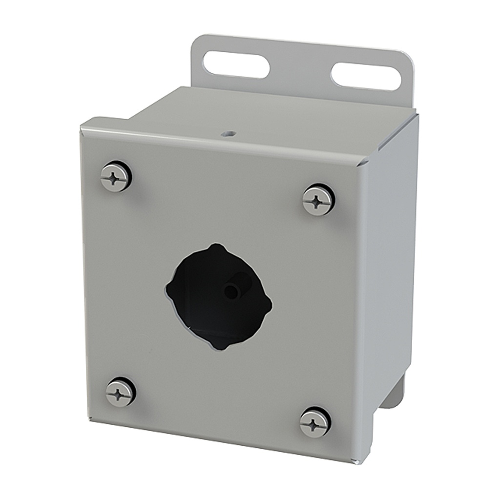 Push Button Enclosure, 30.5mm Hole, Single Hole, Steel, Gray