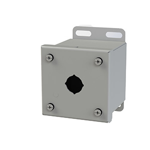 Push Button Enclosure, Compact, 22.5mm Hole, Single Hole, Steel, Gray