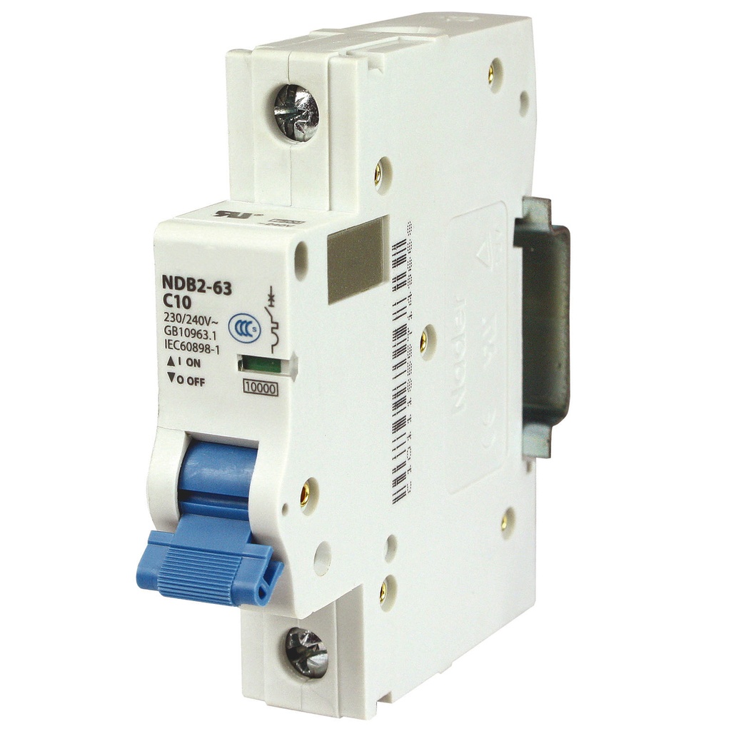 Mini Circuit Breaker | UL1077 Listed  | 1A  C Curve  230/240VAC  80VDC  10kAIC |  DIN Rail Mount |  Non Polarized |  MCB Branch Circuit Protection | NDB2-63C1-1 (1 Pole, C Trip, 1 Amp)