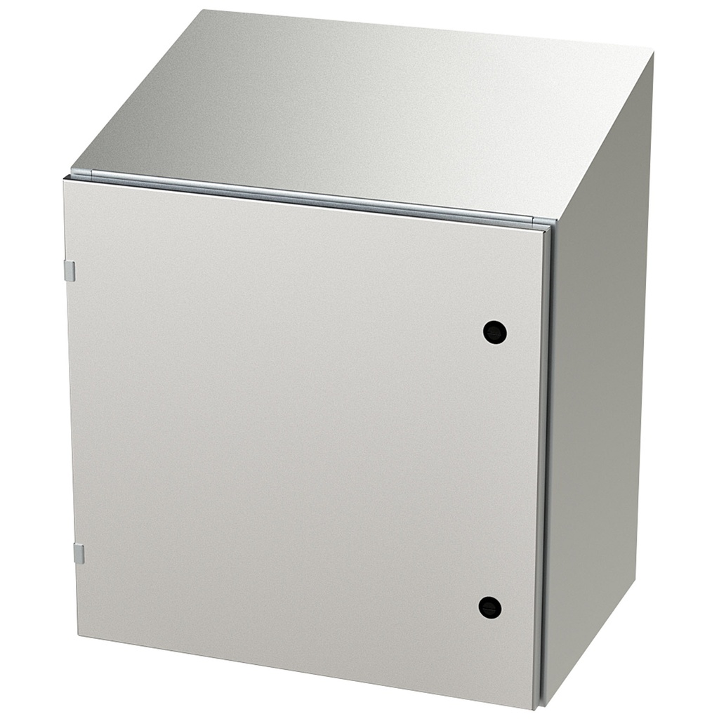 NEMA 4X Enclosure, Slope Top, Wallmount, 24" H x 24" W x 16" D, 304 Stainless Steel