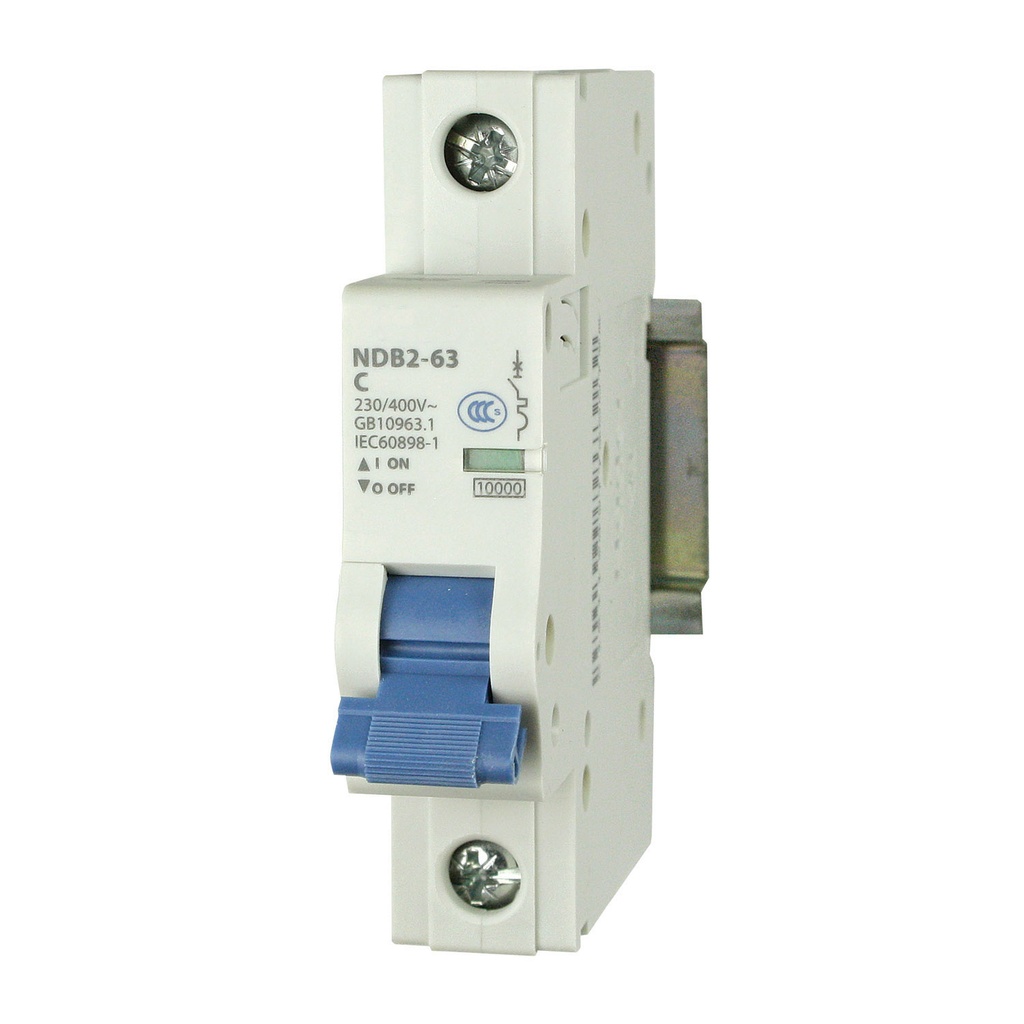 Mini Circuit Breaker | UL1077 Listed  | 20A  C Curve  230/240VAC  80VDC  10kAIC |  DIN Rail Mount |  Non Polarized |  MCB Branch Circuit Protection | NDB2-63C20-1 (1 Pole, C Trip, 20 Amp)