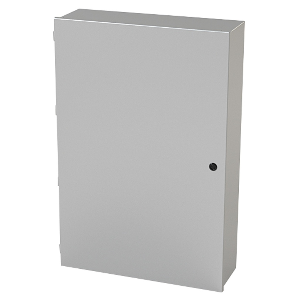 NEMA 1 Enclosure, Wallmount, 36" H x 24" W x 8" D, Carbon Steel, Powder Coat gray