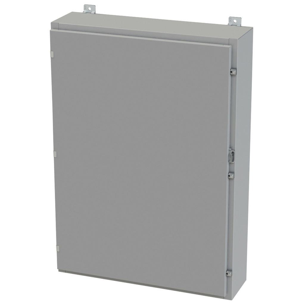 NEMA 3R, 4, 12 Enclosure, Wallmount, 42" H x 30" W x 8" D, Carbon Steel, Powder Coat gray