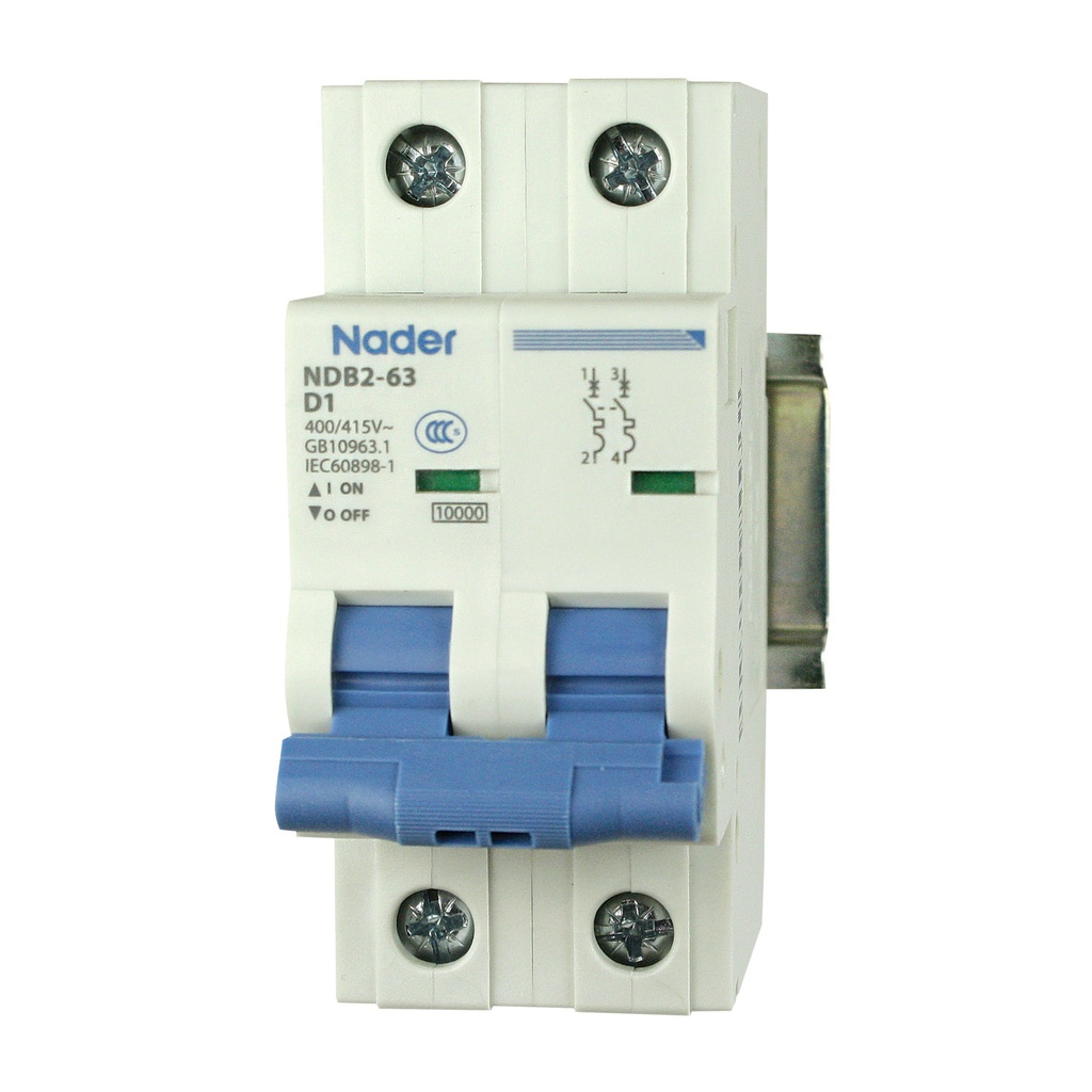 1 Amp, 2 Pole Din Rail Circuit Breaker, 480V AC / 125V DC, D Curve, UL1077