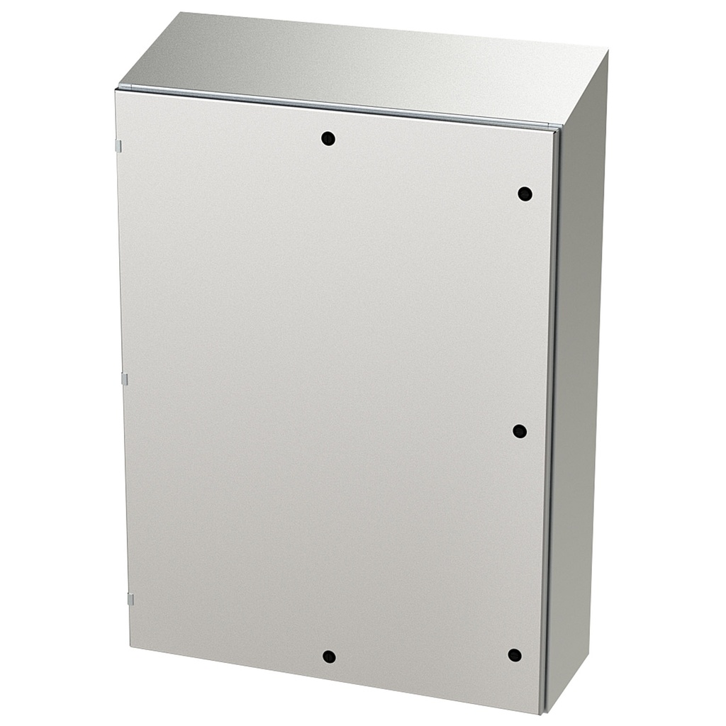 NEMA 4X Enclosure, Slope Top, Wallmount, 48" H x 36" W x 16" D, 304 Stainless Steel