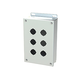 Push Button Enclosure, 30.5mm, 6 Hole, 304 Stainless Steel, NEMA 4X