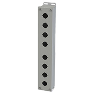 Push Button Enclosure, 30.5mm Hole, Eight Hole, Steel, Gray