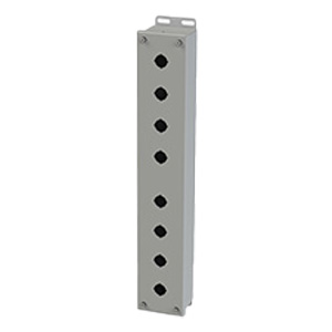 Push Button Enclosure, 22.5mm Hole, Eight Hole, Steel, Gray