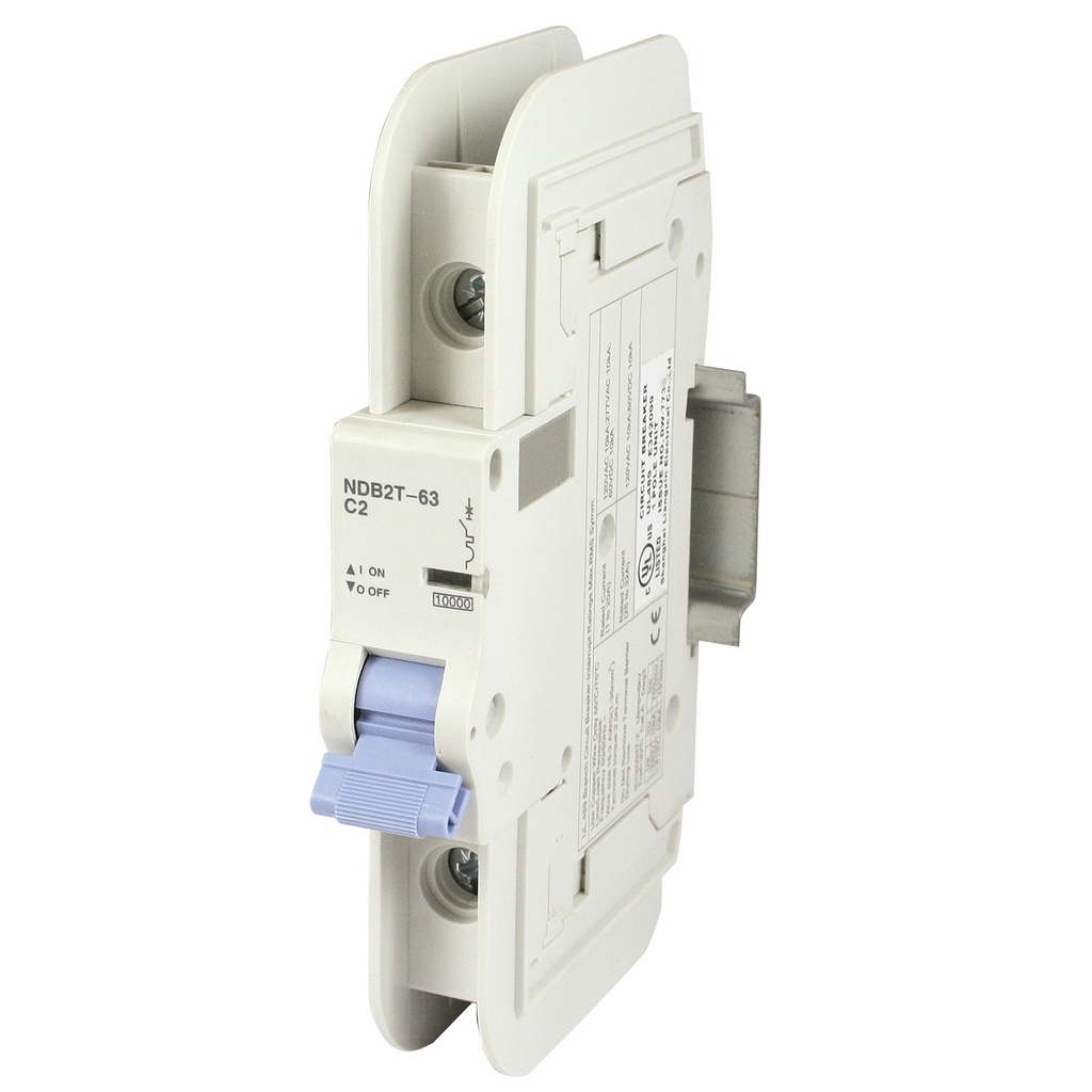 ASI NDB2T-63C2-1L UL489 DIN Rail Circuit Breaker | 2A, 120V AC / 60V DC | Single Pole | Thermal Magnetic MCB | C Curve Trip | UL Listed