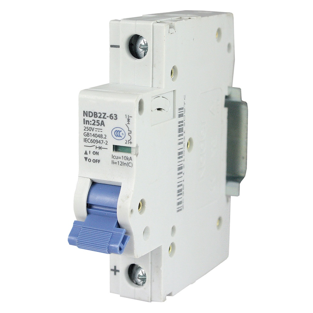 Mini Circuit Breaker | UL1077 Listed  | 4A  C Curve  230/240VAC  80VDC  10kAIC |  DIN Rail Mount |  Non Polarized |  MCB Branch Circuit Protection | NDB2Z-63C4-1 (1 Pole, C Trip, 4 Amp)