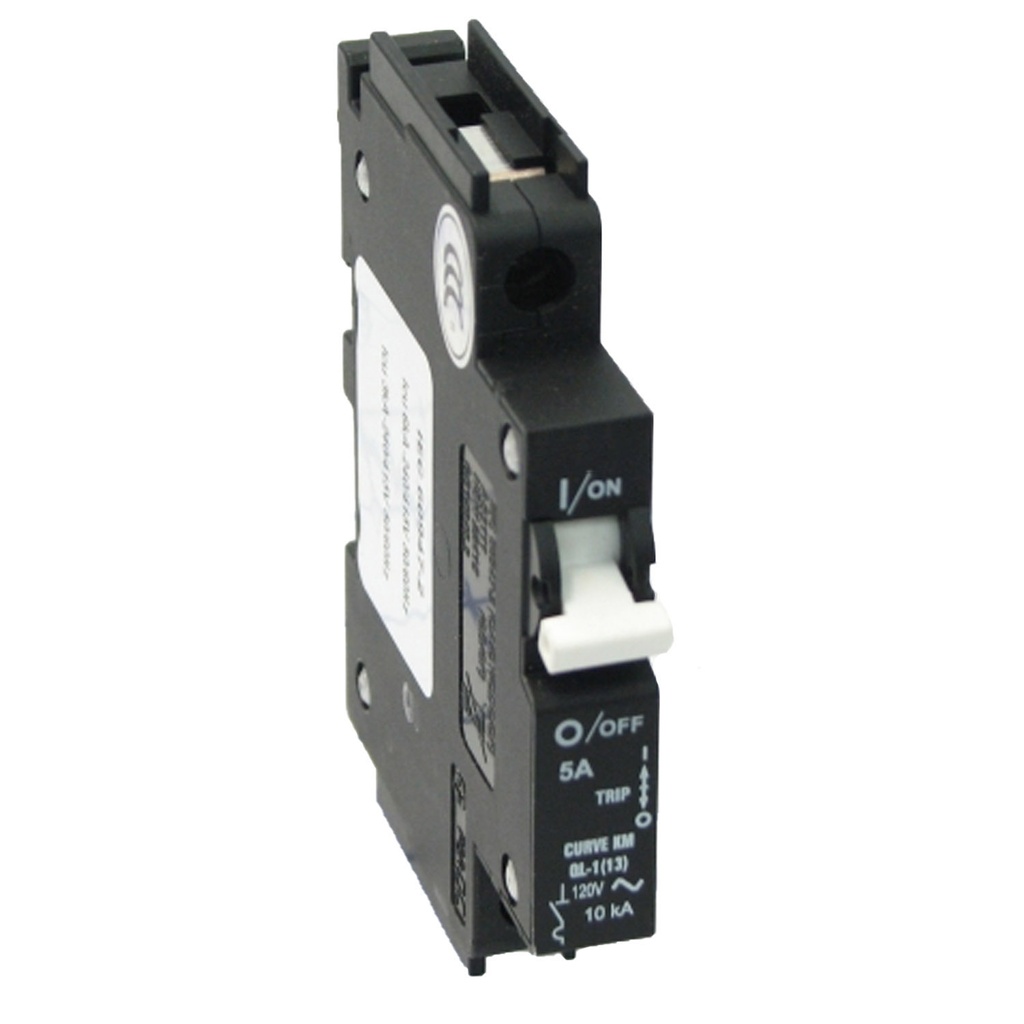 1 Amp DIN Rail Circuit Breaker, 120V AC, 1 Pole, Only 13 mm Wide, UL489 Listed