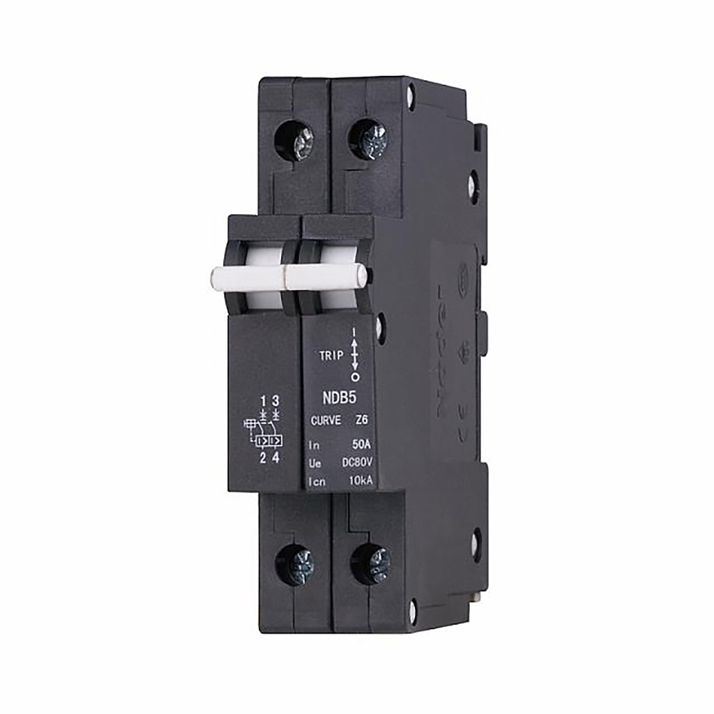 1 Amp, 2 Pole, 277/480V AC, Trip Curve: J4, DIN Rail Mount-Hydraulic-Magnetic Circuit Breaker, UL1077