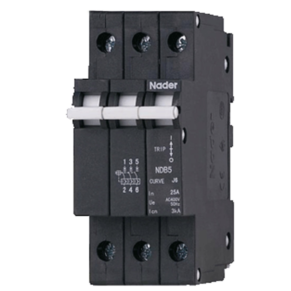 30 Amp, 3 Pole, 277/480V AC, Trip Curve: J4, DIN Rail Mount-Hydraulic-Magnetic Circuit Breaker, UL1077