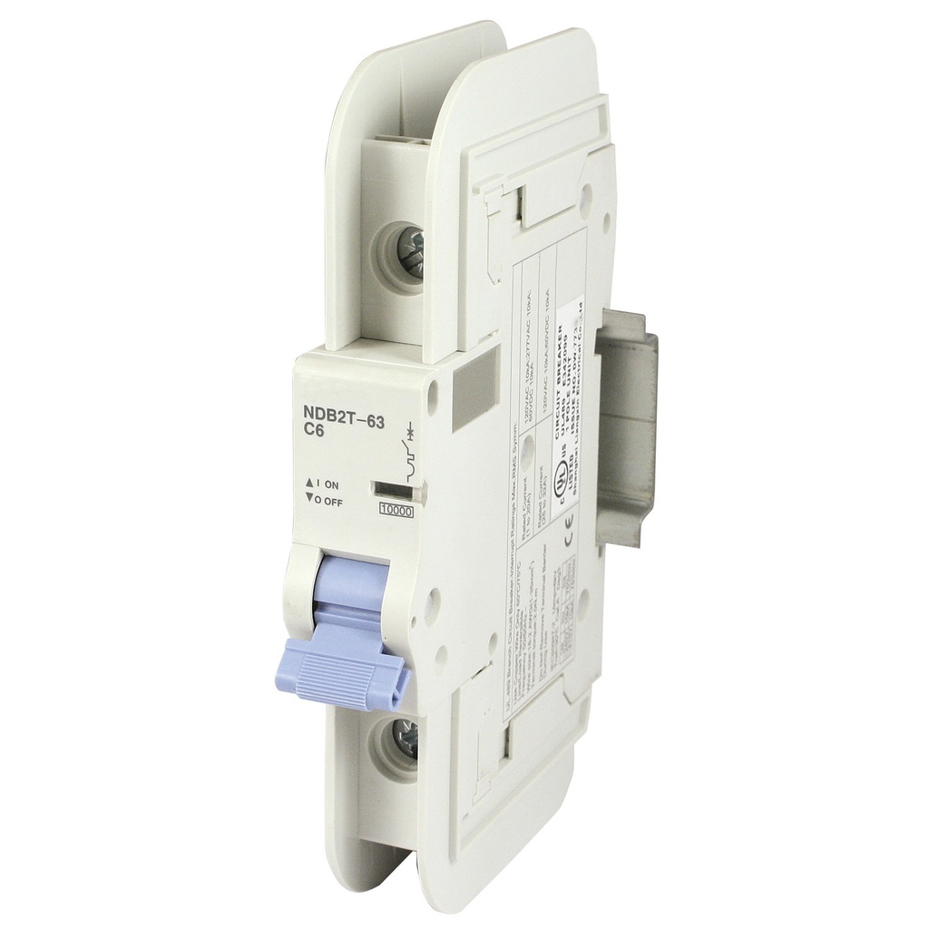 Mini Circuit Breaker | UL489 Listed  | 8A  D Curve  120/277VAC  60VDC  10kAIC |  DIN Rail Mount |  Non Polarized |  MCB Branch Circuit Protection | NDB2T-63D8-1L (1 Pole, D Trip, 8 Amp)