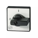 Cam Switch Handle for Motor Cam Switch, Spring Return to 0, Use with Reversing Switch 3 Pole Models, 3 Position, Black Knob, Gray Plate