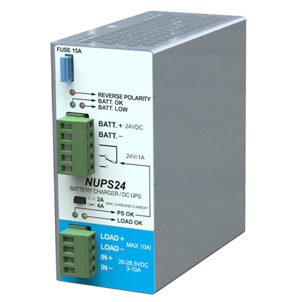24VDC x 10A Output, Din Rail Mount UPS, Compact Housing, UL508 Listed